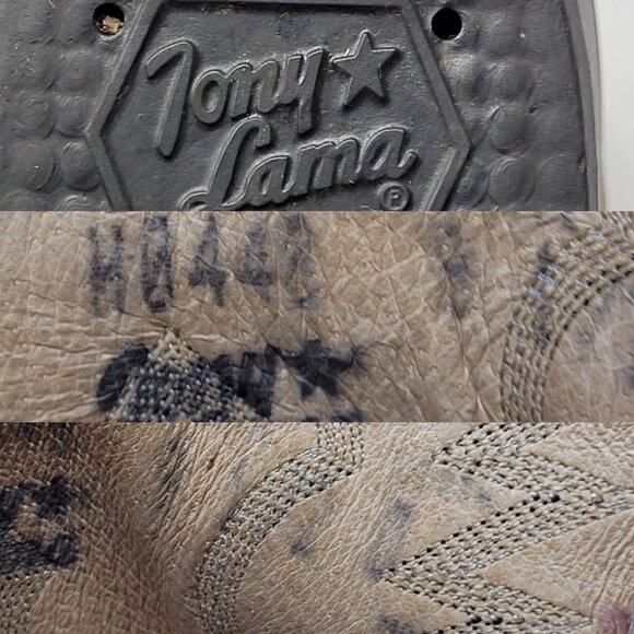 VTG Mens Tony Lama Tan Leather Western Cowboy Boots Sz 9.5 Embroidered Festival - Picture 3 of 12
